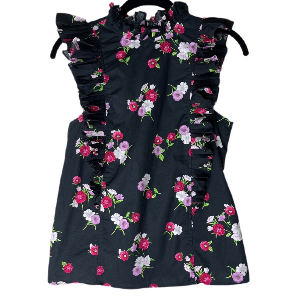 Express Women's Sleeveless Top Black Floral S